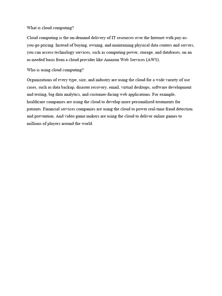 Understanding Cloud Computing Basics Pdf