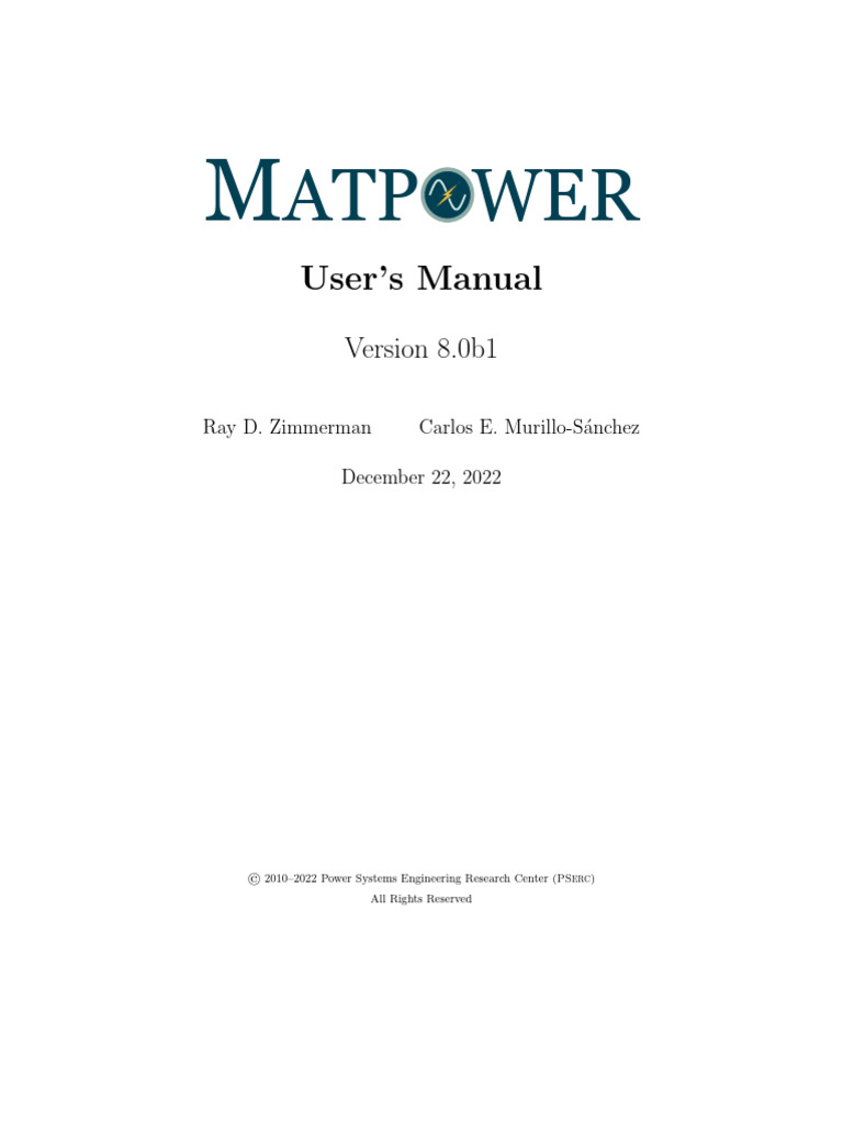 Matpower User Manual v8.0b1 | PDF | Computing | Software Engineering