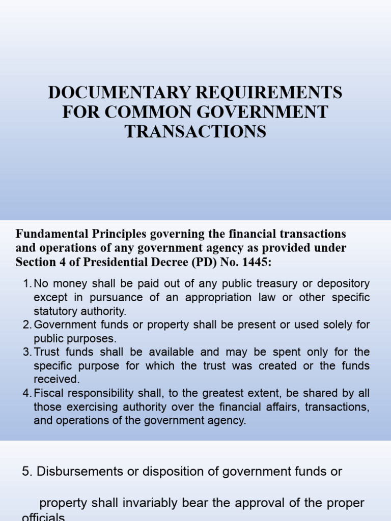Government Transaction Documentary Requirements | PDF | Finance & Money ...