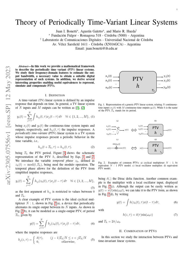 Theory of Periodically Time-Variant Linear Systems | PDF | Electrical ...