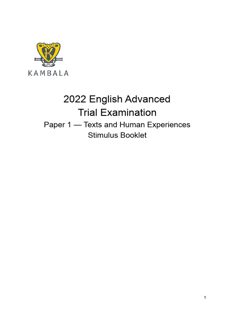 2022 English Advanced Trial Paper 1 | PDF