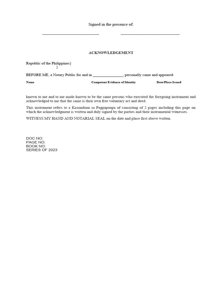 Notary Acknowledgment for Lease Agreement | PDF