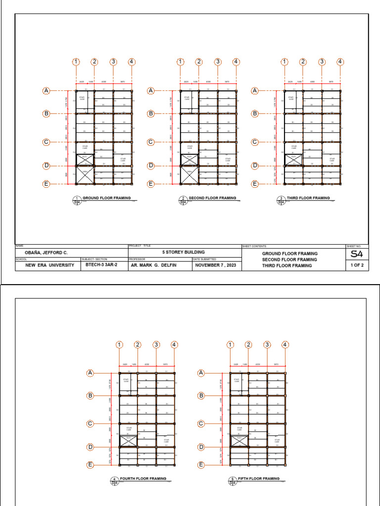 Obaña Jefford Floor Framing Plan PDF | PDF | Stairs | Beam (Structure)