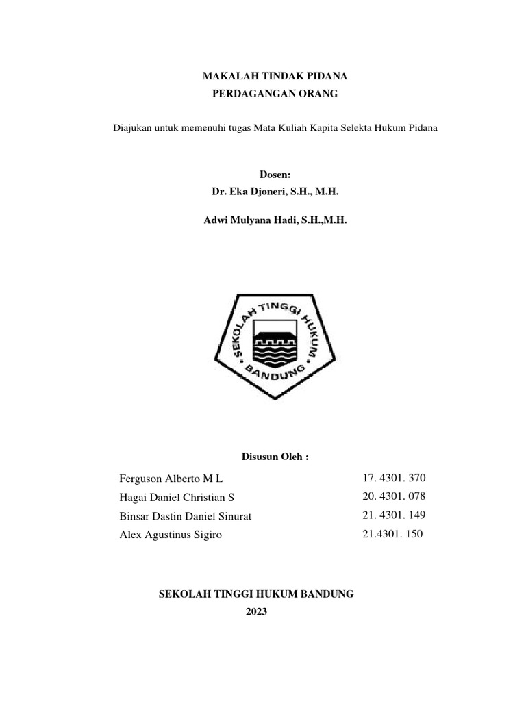 Tindak Pidana Perdagangan Orang di Indonesia | PDF | Politik