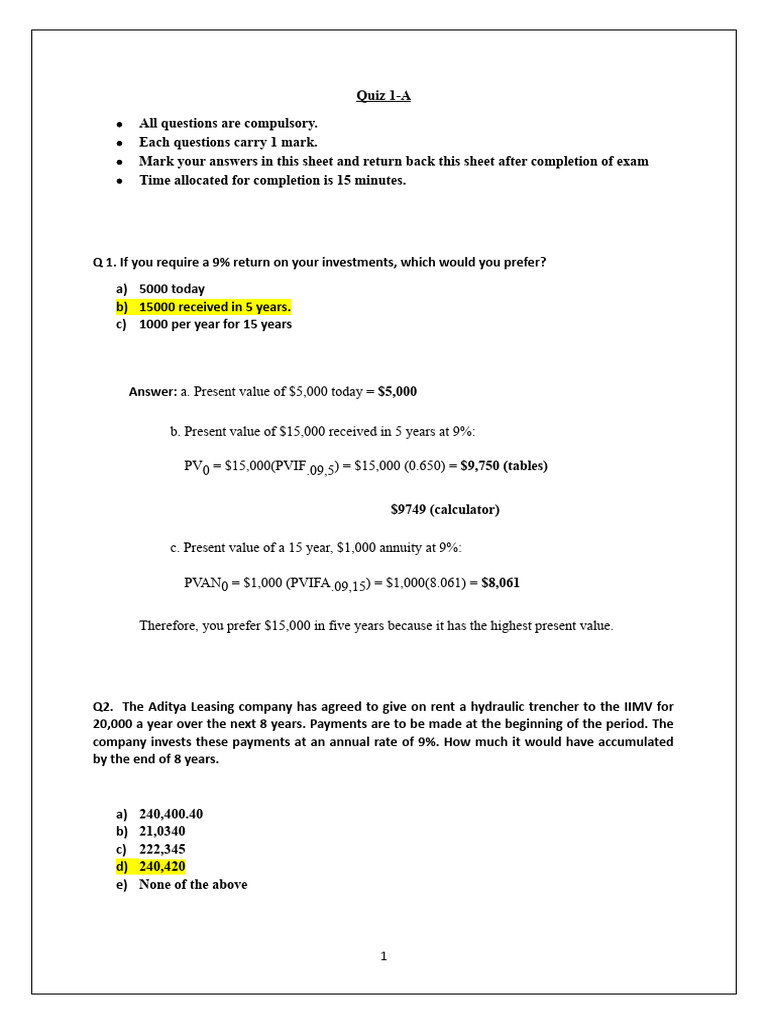 quiz-2023-set-1-pdf-present-value-mathematical-finance