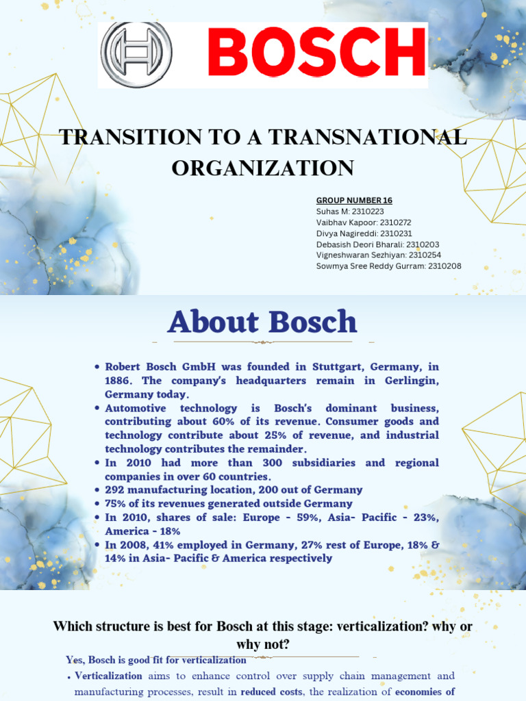 Bosch's Transition to Transnational Structure | PDF | Private Sector ...