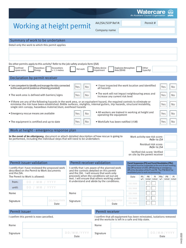 Working at Height Permit Overview | PDF | Risk | Safety