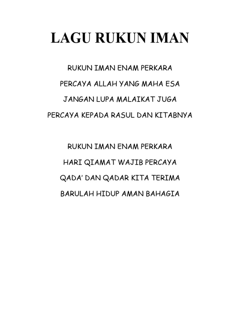 Lagu Rukun Iman Enam Perkara | PDF