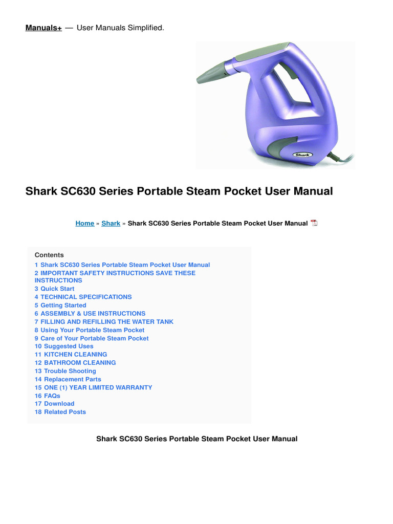 Shark SC630 Manual en PDF Varnish Ac Power Plugs And Sockets