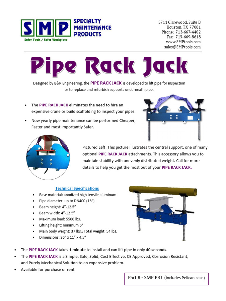 Pipe Rack Jack Spec Sheet | PDF