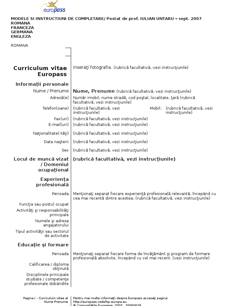 Europass cv download image
