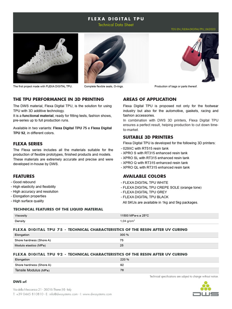 Flexa Digital TPU for 3D Printing | PDF | 3 D Printing | Elasticity ...