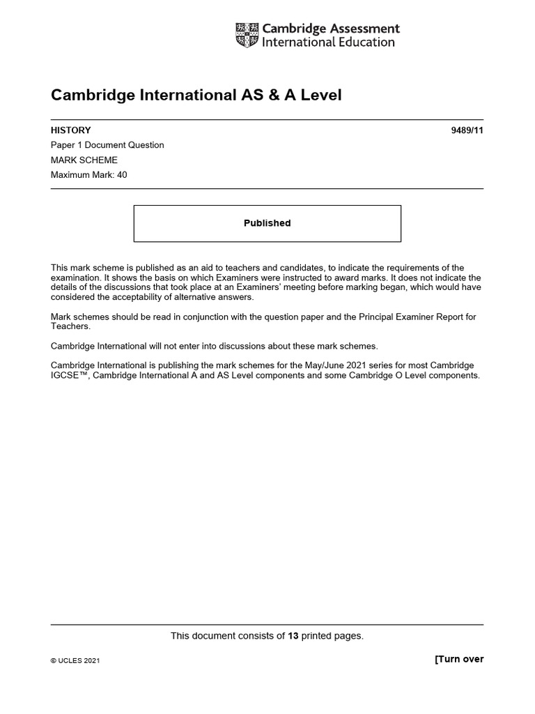 A Levels Marking Scheme Paper 1 | PDF