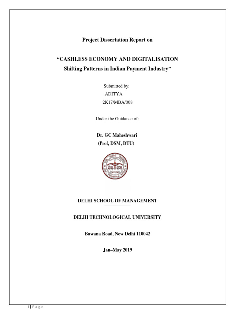 Project Dissertation Report On: Submitted By: Aditya 2K17/MBA/008 | PDF