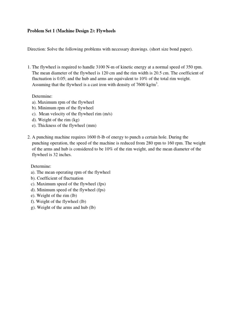 Flywheel Design Problems and Solutions | PDF | Science & Mathematics