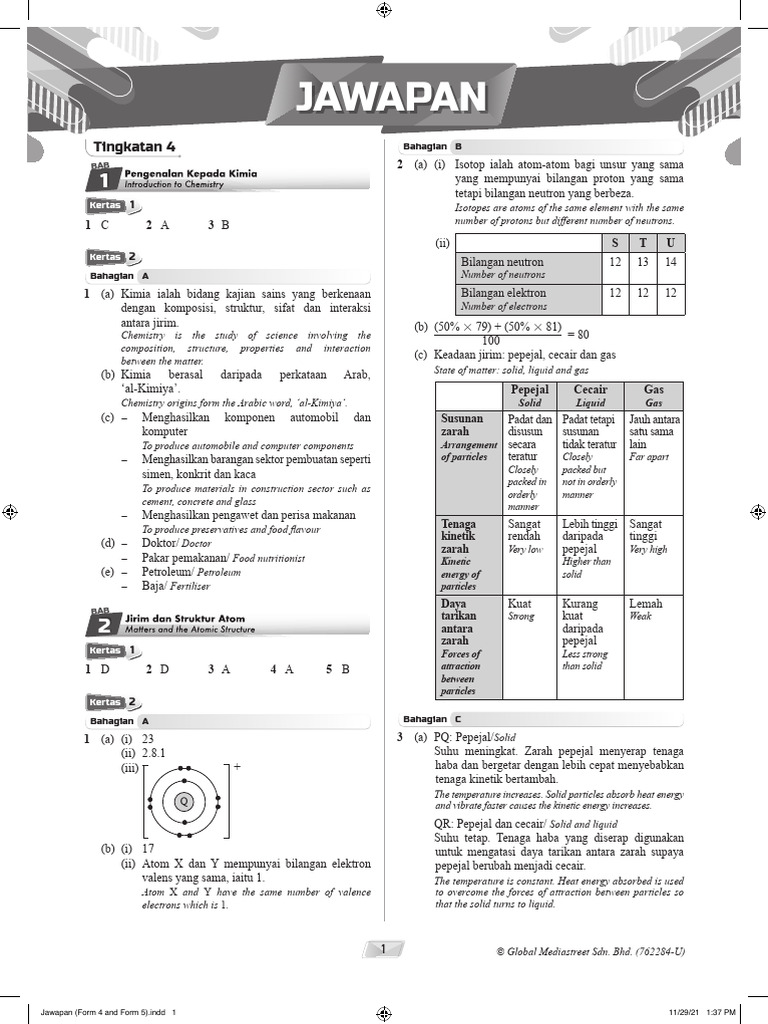 Jawapan - Modul Excellent Kimia | PDF