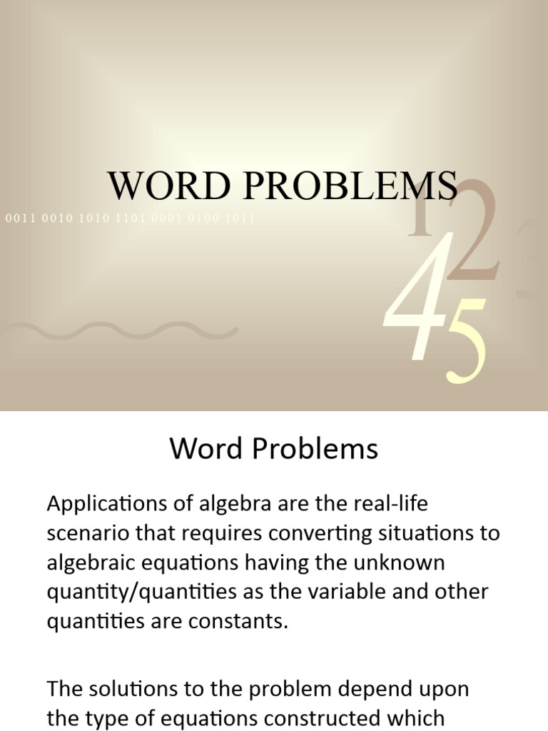 Algebra Word Problems Explained | PDF | Equations | Applied Mathematics