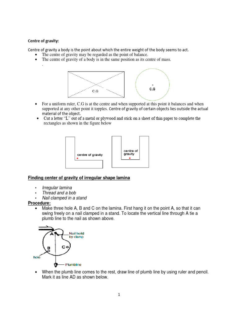 Centre of Gravity | PDF | Center Of Mass | Force