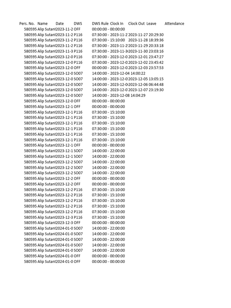 Working schedule 1 pdf