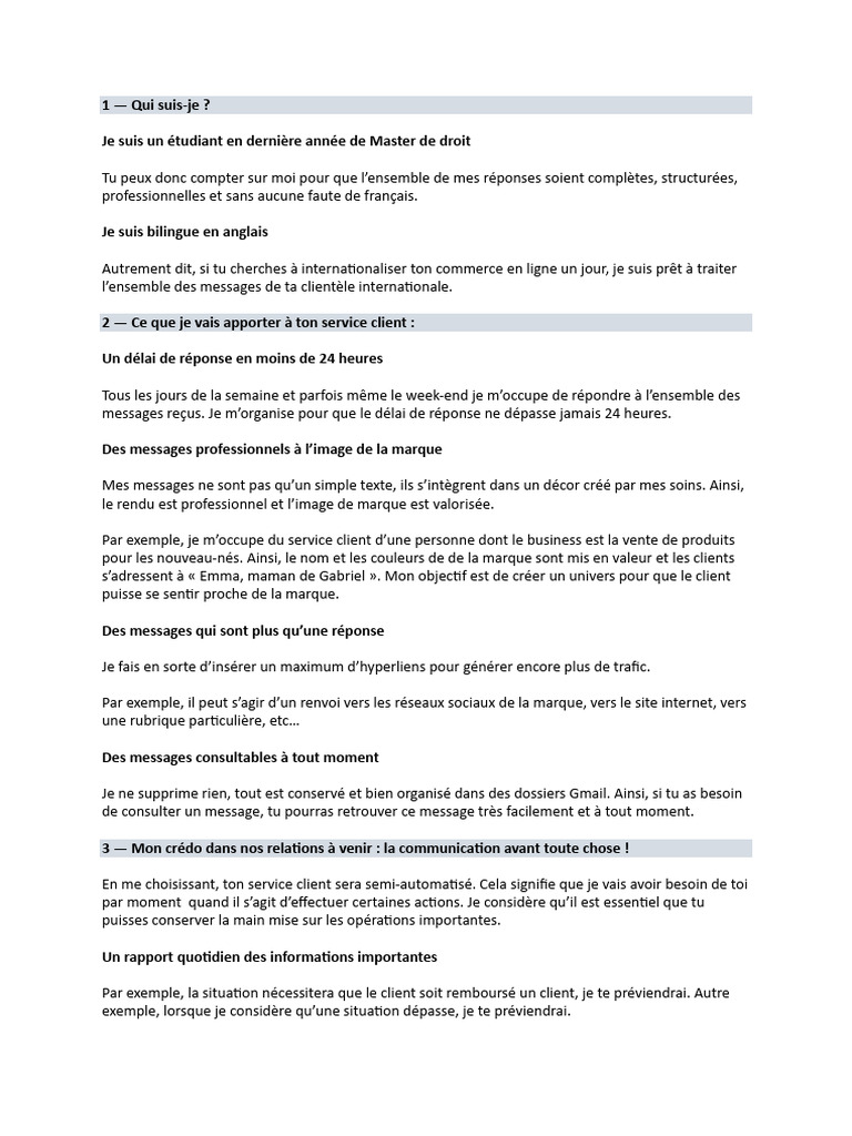 Modes de fonctionnement du service client | PDF | Évolution de carrière