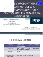 Analisis Produktivitas Dengan Metode Apc (American Productivity