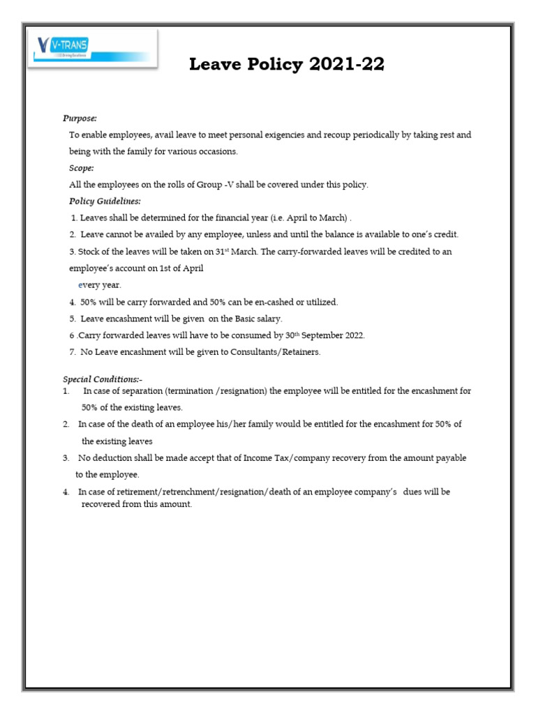 Leave policy 2021 22 pdf
