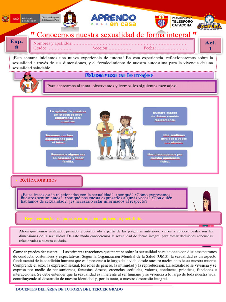 Tutoría sobre Sexualidad y Autoestima | PDF | La sexualidad humana ...