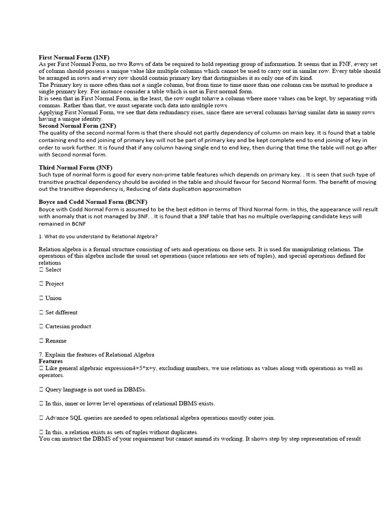 First normal form 1nf 1 what do you understand by relational