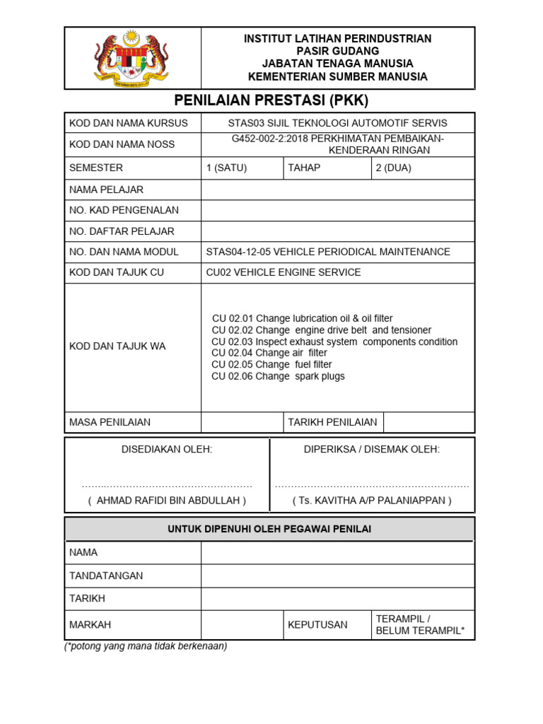 Penilaian Pengetahuan Pkk Pdf