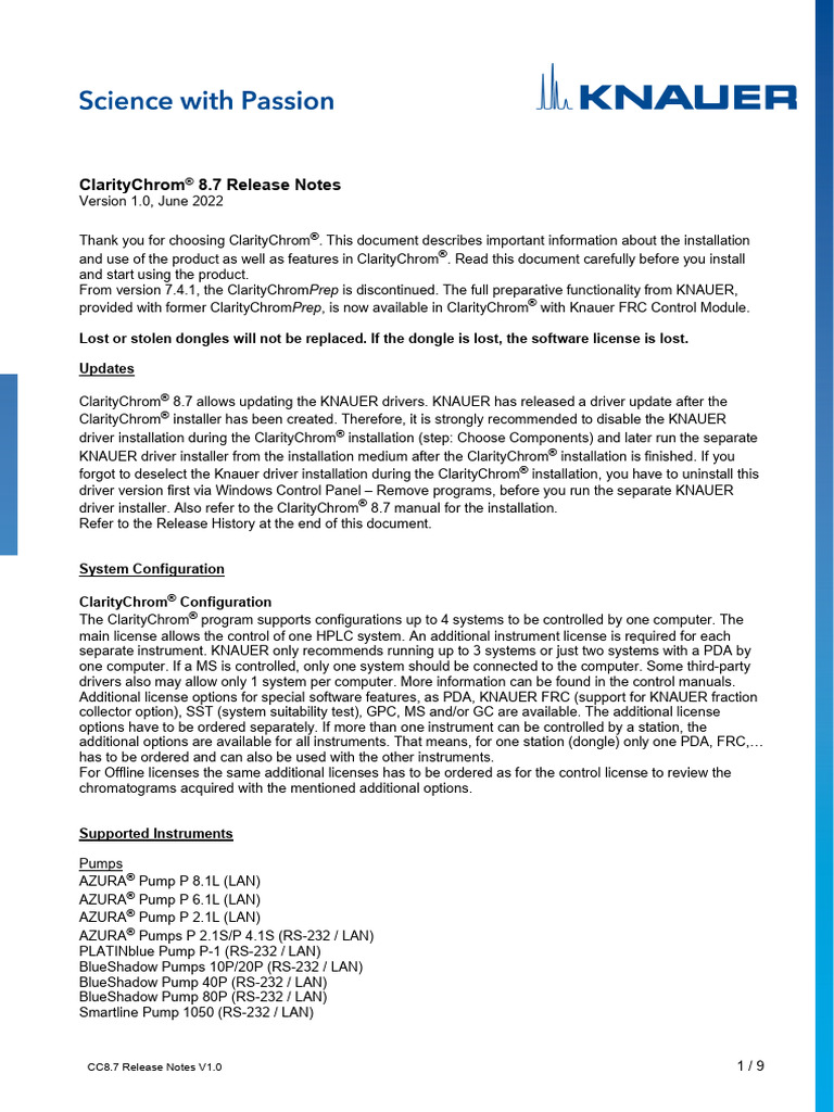 Release Notes CC8.7 - V1.0 | PDF | Usb | Installation (Computer Programs)