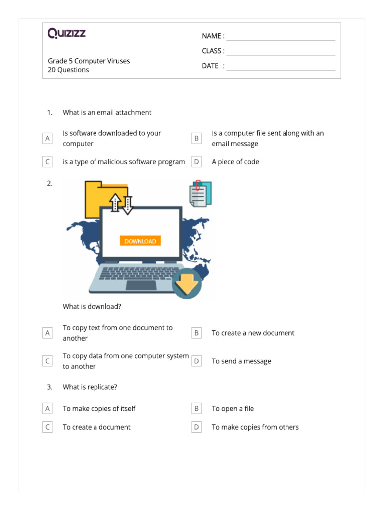Computer Virus Worksheet Class 5 PDF | PDF
