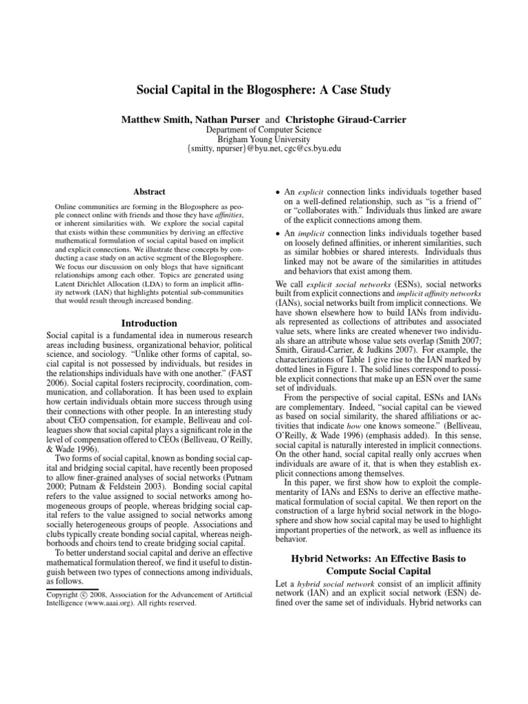 Blogos SIP08 | PDF | Social Capital | Social Network