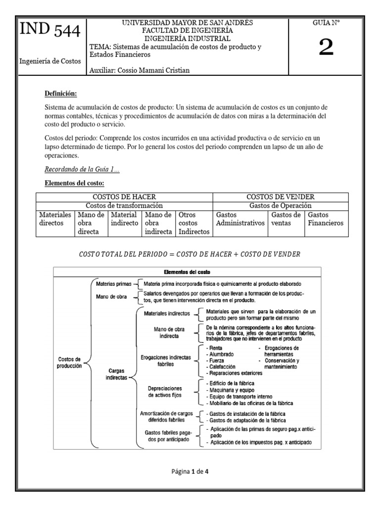 Guía de Costos y Estados Financieros | PDF | Inventario | Estado de ...