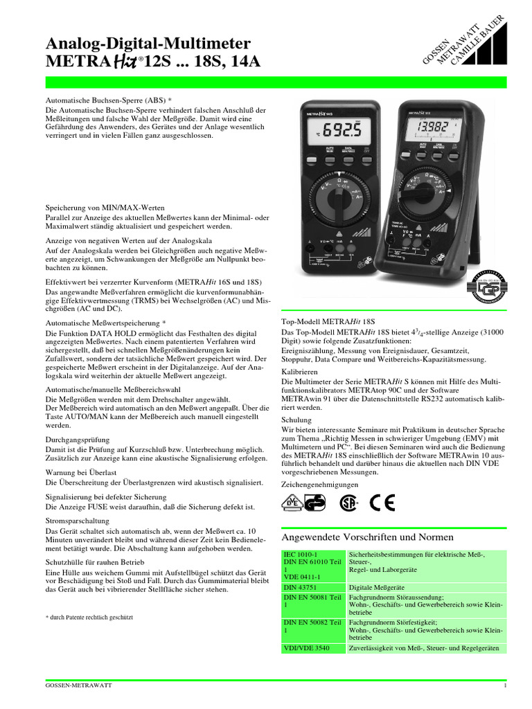 Silo - Tips - Analog Digital Multimeter Metra 12s 18s 14a | PDF
