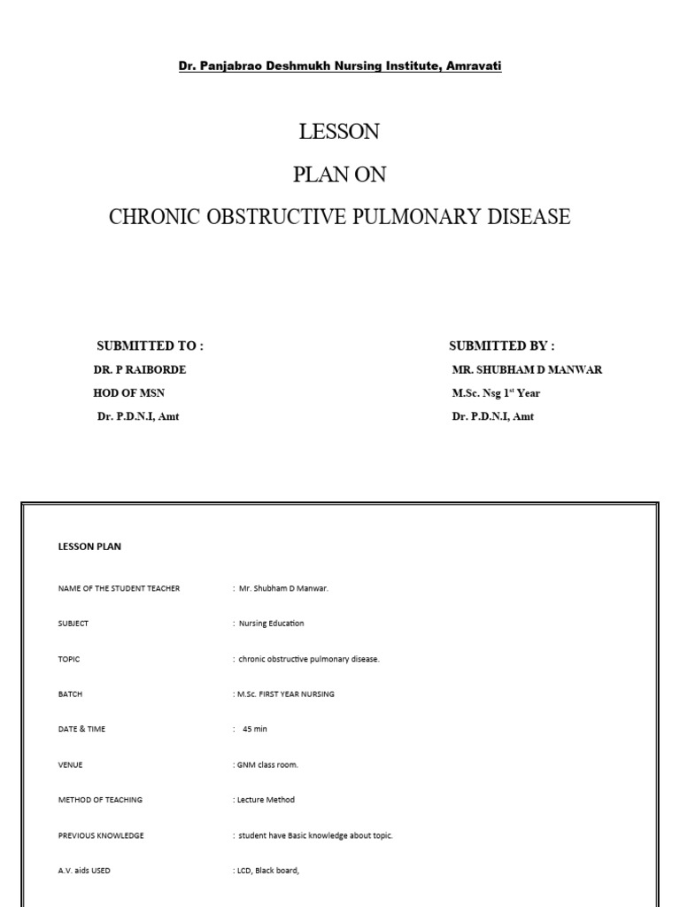 Copd Lesson Plan | PDF | Chronic Obstructive Pulmonary Disease ...