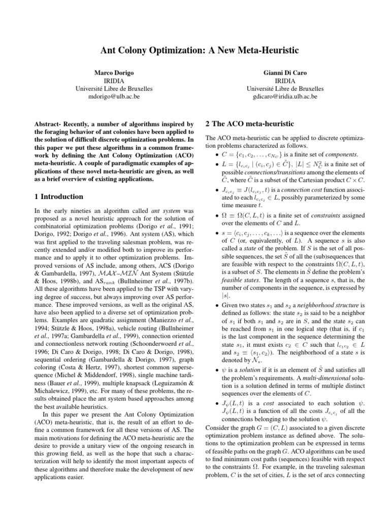 Ant Colony Optimization Meta-Heuristic | PDF | Metaheuristic | Routing