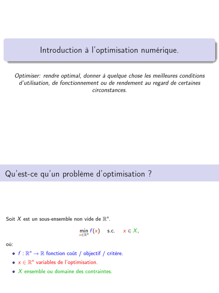 Introduction à l'optimisation numérique | PDF | Optimisation ...