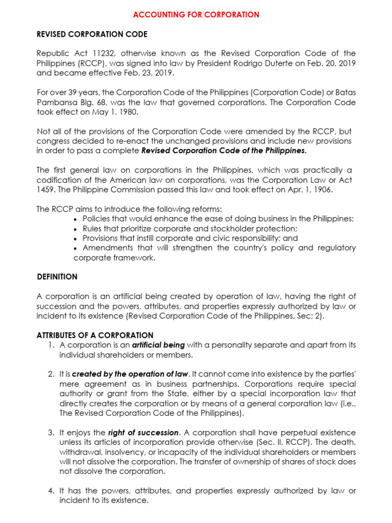 Accounting For Corporation Theory Pdf Stocks Securities Finance