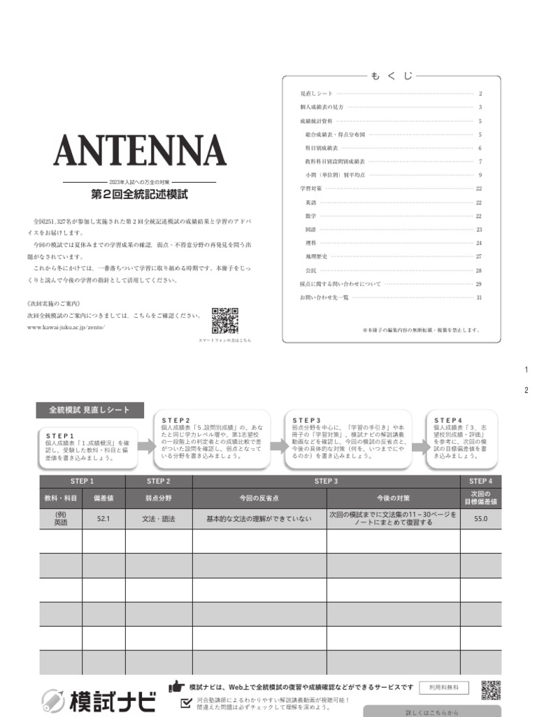 2000年度全統マーク&記述模試成績統計資料集 2000年度全統マーク&記述模試成績統計資料集 河合塾全統記述・