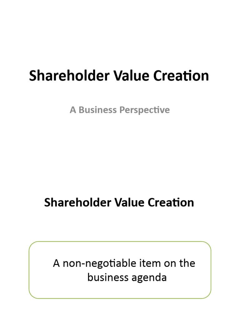 Shareholder Value Creation