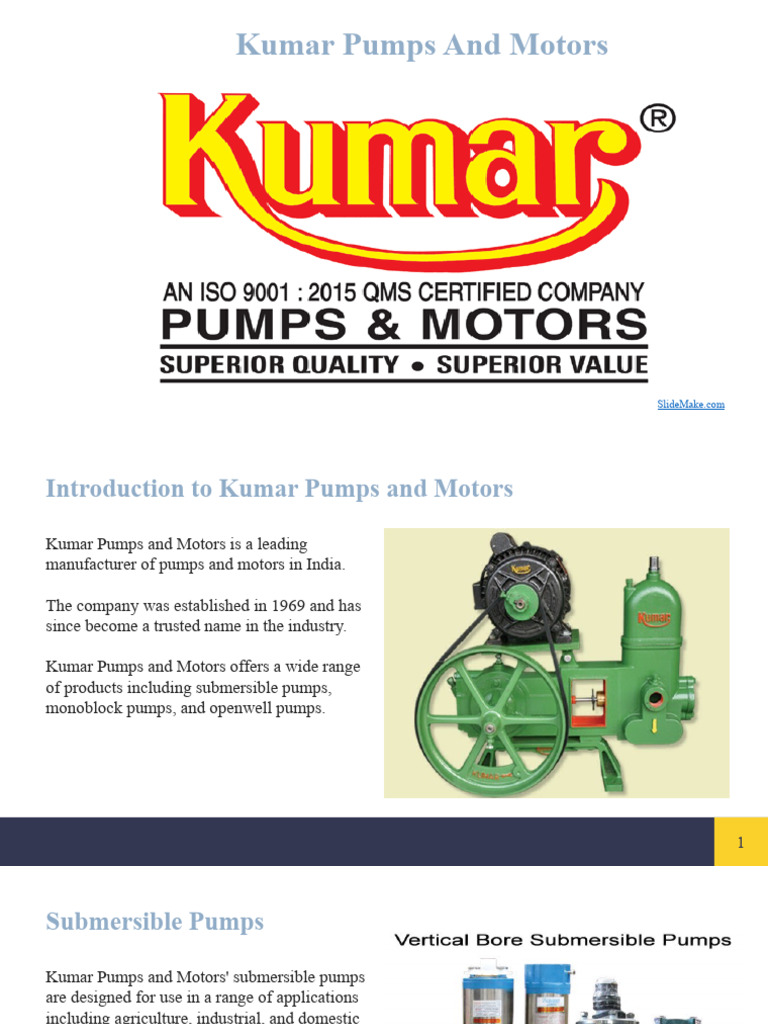 Kumar Pumps and Motors PDF Efficient Energy Use Pump