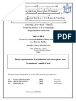 Étude Expérimentale de Stabilisation Des Sols Argileux Avec