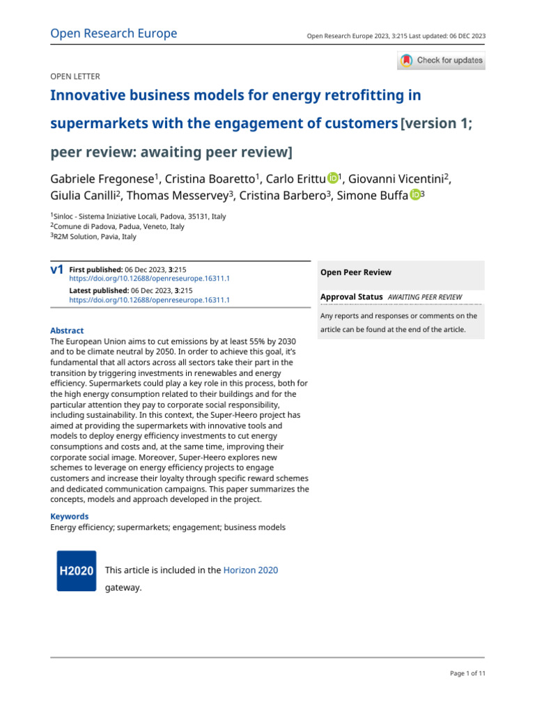 Innovative Business Models For Energy Retrofitting in Supermarkets With ...