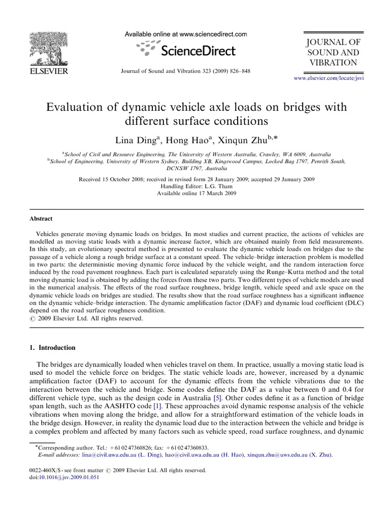 Dynamic Vehicle Loads on Bridges Analysis | PDF | Bridge | Force