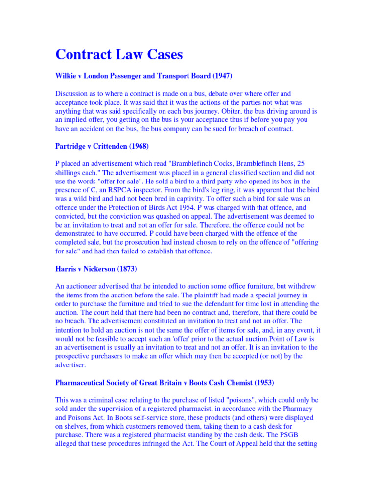 Law Cases PDF Offer And Acceptance Auction