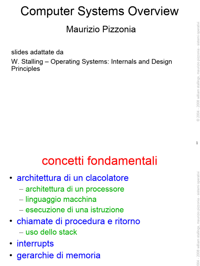 01 Architettura Di Un Calcolatore PDF Central Processing Unit