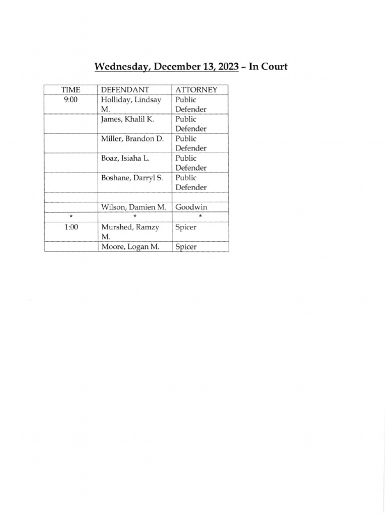 Jefferson County Court Calendar Dec 13 2023 PDF