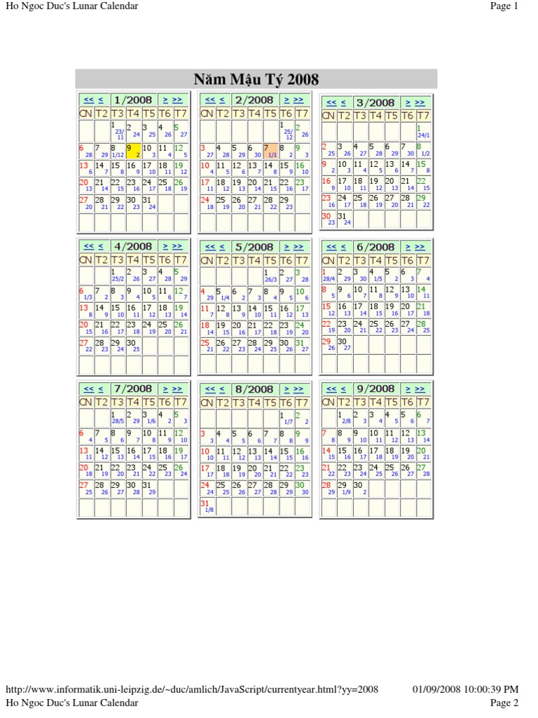 Ho Ngoc Duc's Lunar Calendar 2008 PDF
