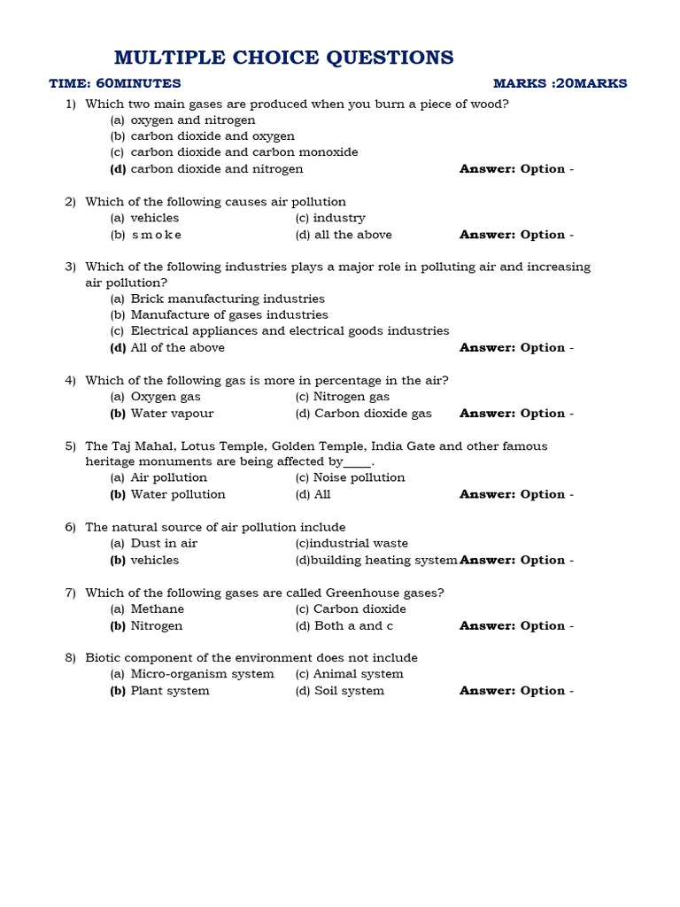 Evs mcq pdf ecosystem atmosphere of earth