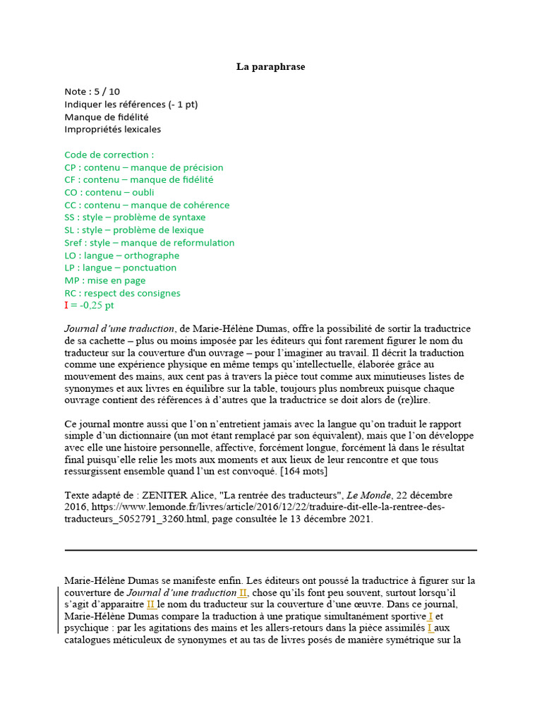 Journal d'une traduction : réflexions | PDF | Traductions | Lexique